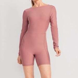Old Navy Powersoft Long Sleeve One-Piece Bodysuit Women’s Size M Rose NWT